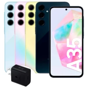 SAMSUNG Teléfono celular Galaxy A35 5G Serie A, teléfono inteligente Android desbloqueado de 128 GB, pantalla AMOLED, sistema avanzado de triple cámara, almacenamiento ampliable, diseño resistente
