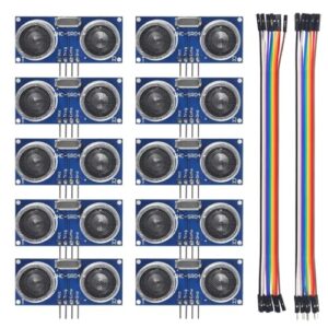 AEDIKO 10pcs HC-SR04 Ultrasonic Module Distance Sensor with Wire Cable