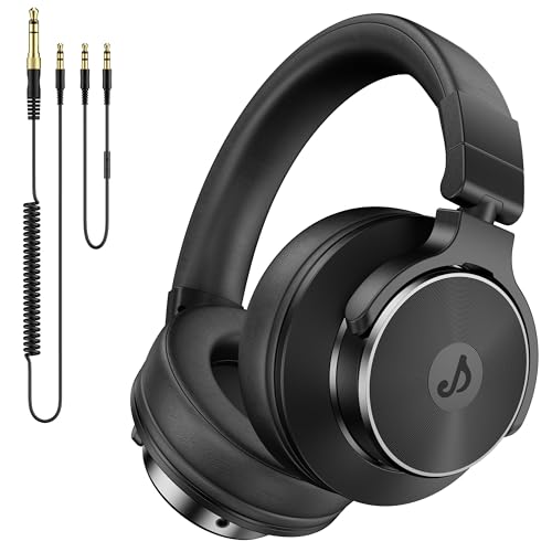 Auriculares con cable sobre la oreja, monitor de estudio y mezcla de auriculares DJ con controladores de neodimio de 1.969 in y conector de 1/4 a 0.138 in para guitarra AMP podcast piano